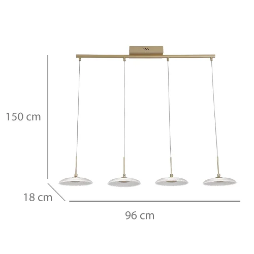 LAMPADA A SOSPENSIONE LED 4 LUCI 25W REGOLABILE ORO SORIN