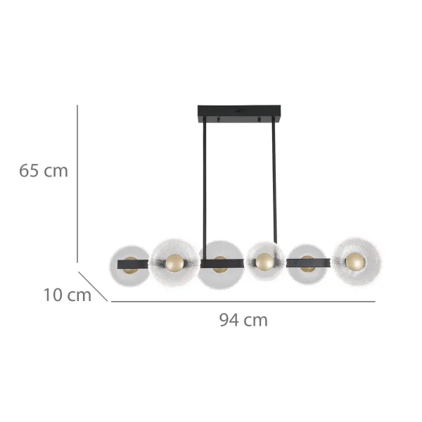 LAMPADA A SOSPENSIONE LED 6 LUCI 41W DIMMERABILE NERA SORIN