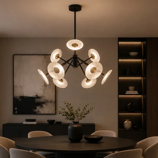 LAMPADA A SOSPENSIONE LED 9 LUCI 60W DIMMERABILE NERA SORIN