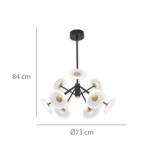 LAMPADA A SOSPENSIONE LED 9 LUCI 60W DIMMERABILE NERA SORIN