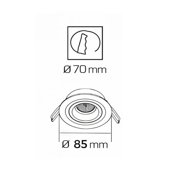 FARETTO DA INCASSO Ø8,5CM ALLUMINIO BIANCO GU10