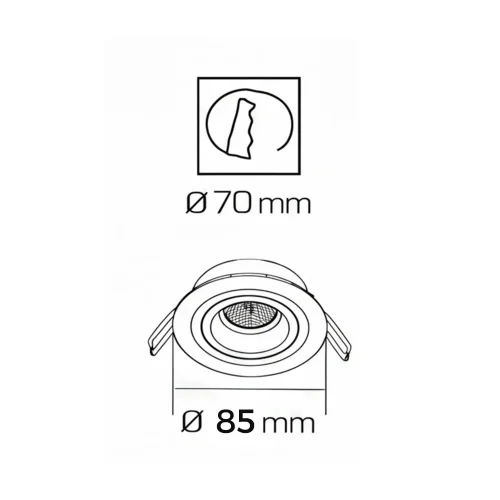 FARETTO DA INCASSO Ø8,5CM ALLUMINIO RIGATO GU10