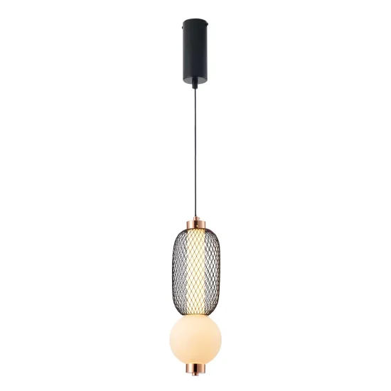LAMPADA A SOSPENSIONE LED 10W REGOLABILE CON GRIGLIA E SFERA IN VETRO ELODIE 2