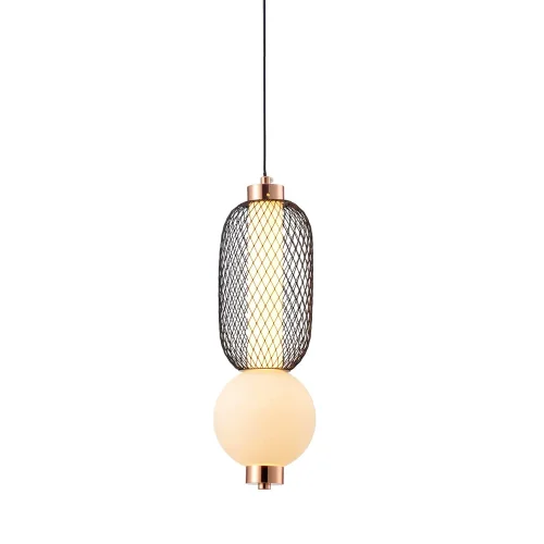 LAMPADA A SOSPENSIONE LED 10W REGOLABILE CON GRIGLIA E SFERA IN VETRO ELODIE
