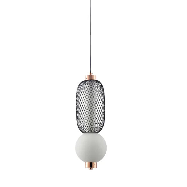 LAMPADA A SOSPENSIONE LED 10W REGOLABILE CON GRIGLIA E SFERA IN VETRO ELODIE