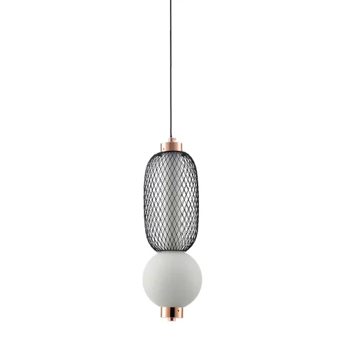 LAMPADA A SOSPENSIONE LED 10W REGOLABILE CON GRIGLIA E SFERA IN VETRO ELODIE