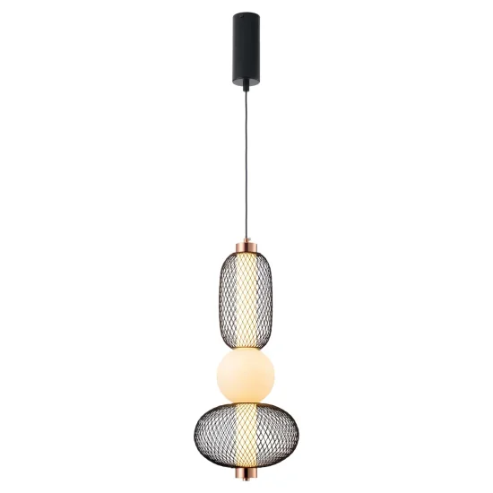 LAMPADA A SOSPENSIONE LED 14W REGOLABILE CON GRIGLIA E SFERA IN VETRO ELODIE 2