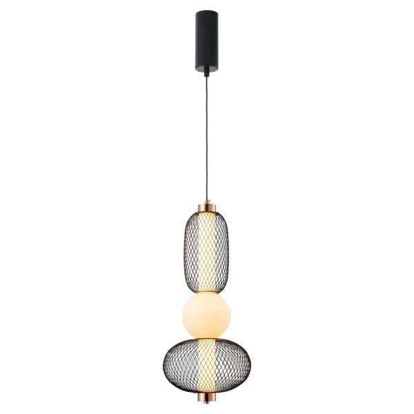 LAMPADA A SOSPENSIONE LED 14W REGOLABILE CON GRIGLIA E SFERA IN VETRO ELODIE