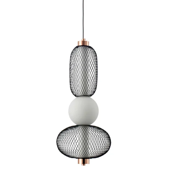 LAMPADA A SOSPENSIONE LED 14W REGOLABILE CON GRIGLIA E SFERA IN VETRO ELODIE