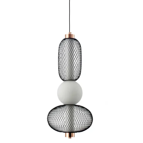 LAMPADA A SOSPENSIONE LED 14W REGOLABILE CON GRIGLIA E SFERA IN VETRO ELODIE