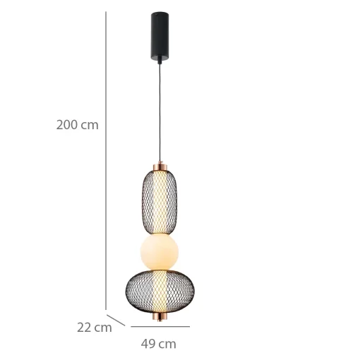 LAMPADA A SOSPENSIONE LED 14W REGOLABILE CON GRIGLIA E SFERA IN VETRO ELODIE