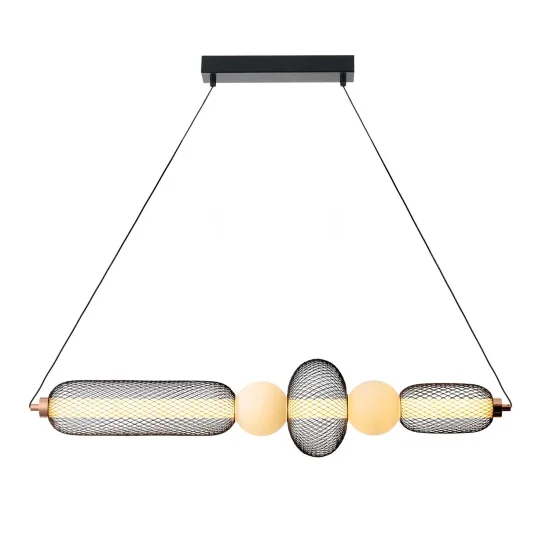LAMPADA A SOSPENSIONE LED 28W REGOLABILE CON GRIGLIA E SFERE IN VETRO ELODIE 2