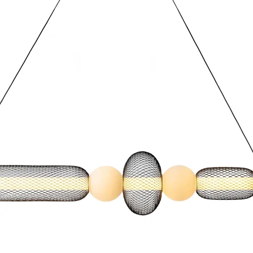 LAMPADA A SOSPENSIONE LED 28W REGOLABILE CON GRIGLIA E SFERE IN VETRO ELODIE