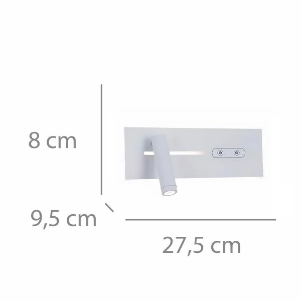 APPLIQUE DA PARETE LED 10W DIMMERABILE TATTILE BIANCO ORIENTAMENTO SINISTRO