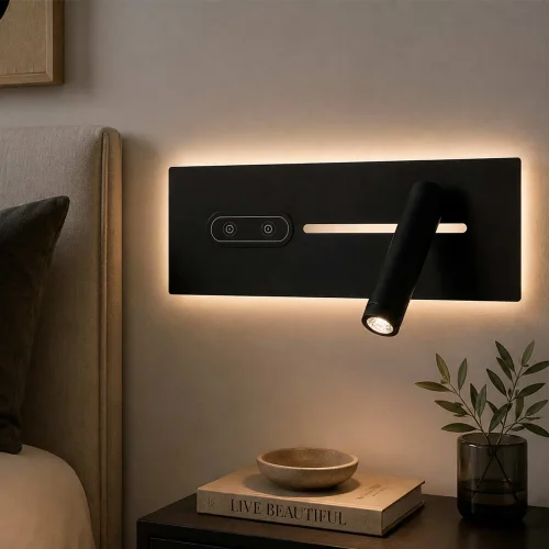 APPLIQUE LED 10W REGOLABILE TATTILE NERA ORIENTAMENTO DESTRO