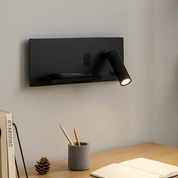 APPLIQUE LED 8W REGOLABILE TATTILE NERA ORIENTAMENTO DESTRO