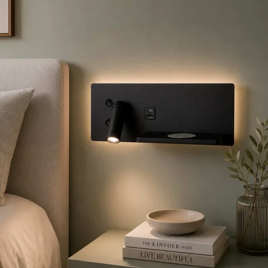 APPLIQUE LED 8W REGOLABILE TATTILE NERA ORIENTAMENTO SINISTRO