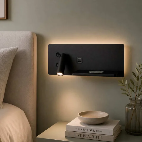APPLIQUE LED 8W REGOLABILE TATTILE NERA ORIENTAMENTO SINISTRO