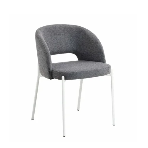 SEDIA IMBOTTITA GRIGIA CON 4 GAMBE BEIGE CLOTILDE