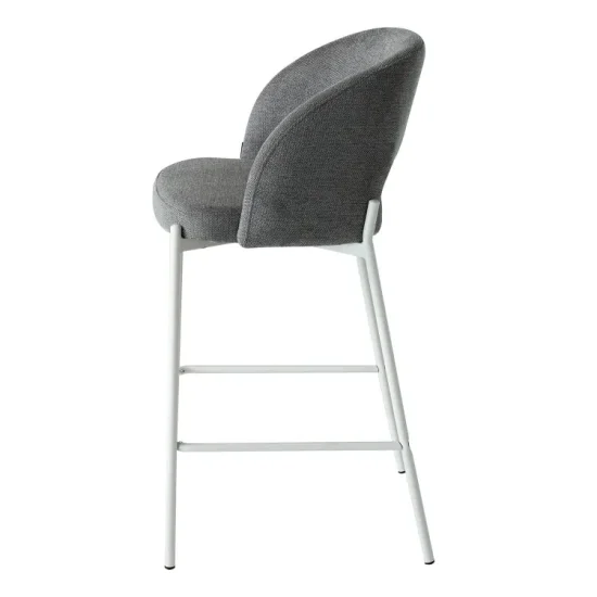 SGABELLO IMBOTTITO GRIGIO CON 4 GAMBE BEIGE CLOTILDE 2