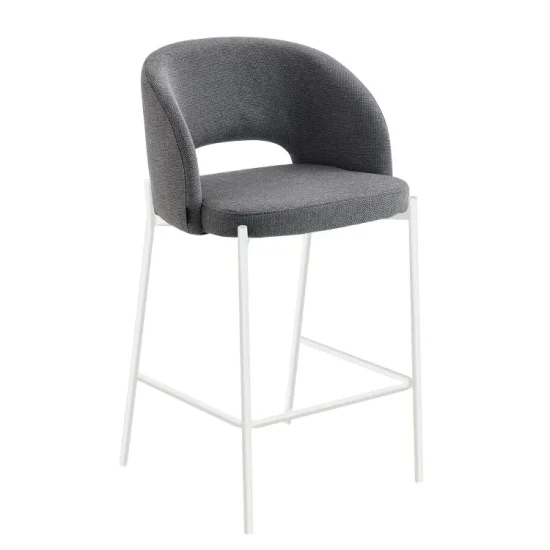 SGABELLO IMBOTTITO GRIGIO CON 4 GAMBE BEIGE CLOTILDE