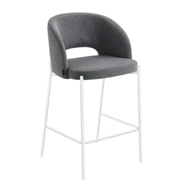 SGABELLO IMBOTTITO GRIGIO CON 4 GAMBE BEIGE CLOTILDE