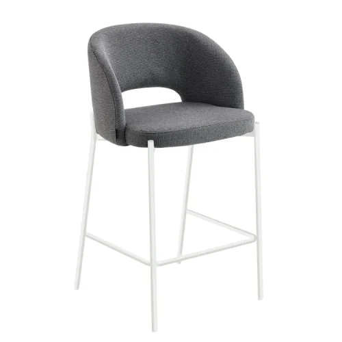 SGABELLO IMBOTTITO GRIGIO CON 4 GAMBE BEIGE CLOTILDE
