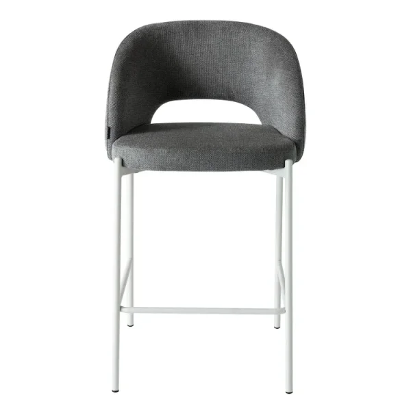 SGABELLO IMBOTTITO GRIGIO CON 4 GAMBE BEIGE CLOTILDE