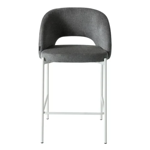 SGABELLO IMBOTTITO GRIGIO CON 4 GAMBE BEIGE CLOTILDE