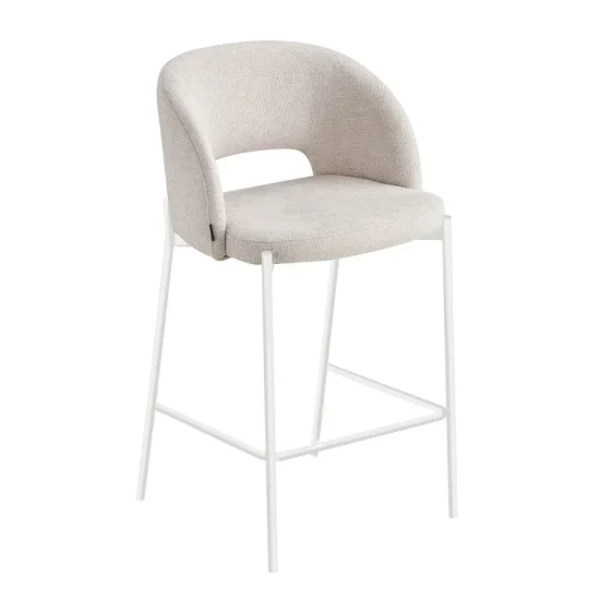 Sgabello imbottito color sabbia con 4 gambe beige Clotilde | Lúzete