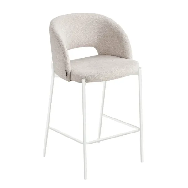 Sgabello imbottito color sabbia con 4 gambe beige Clotilde | Lúzete