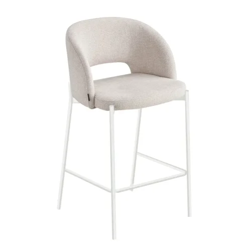 Sgabello imbottito color sabbia con 4 gambe beige Clotilde | Lúzete
