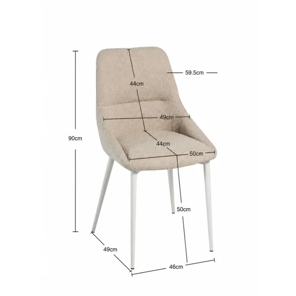 SEDIA DA PRANZO ADNEY IMBOTTITA COLOR SABBIA CON 4 GAMBE BEIGE