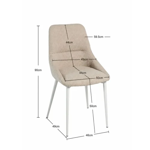 SEDIA DA PRANZO ADNEY IMBOTTITA COLOR SABBIA CON 4 GAMBE BEIGE