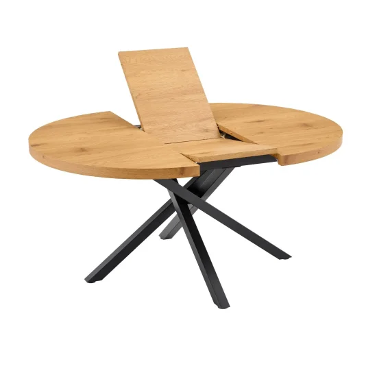 TAVOLO ROTONDO ALLUNGABILE IN LEGNO CON GAMBE NERE NORDEN 2