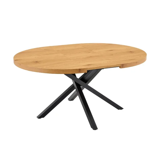 TAVOLO ROTONDO ALLUNGABILE IN LEGNO CON GAMBE NERE NORDEN