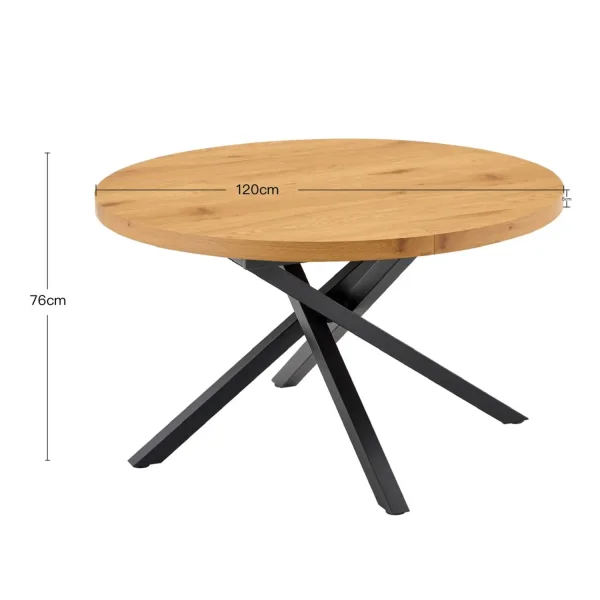 TAVOLO ROTONDO ALLUNGABILE IN LEGNO CON GAMBE NERE NORDEN