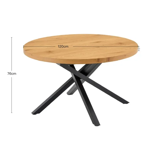 TAVOLO ROTONDO ALLUNGABILE IN LEGNO CON GAMBE NERE NORDEN