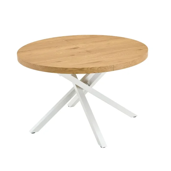 TAVOLO ROTONDO ALLUNGABILE IN LEGNO CON GAMBE BIANCHE NORDEN