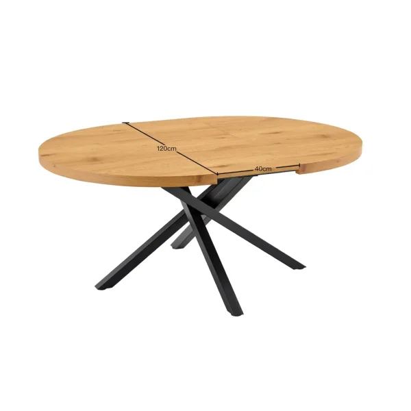 TAVOLO ROTONDO ALLUNGABILE IN LEGNO CON GAMBE BIANCHE NORDEN