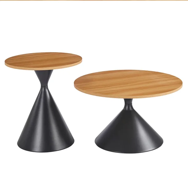 SET DI 2 TAVOLINI D'APPOGGIO DUNA NATURALE/NERO