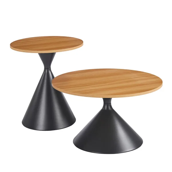SET DI 2 TAVOLINI D'APPOGGIO DUNA NATURALE/NERO