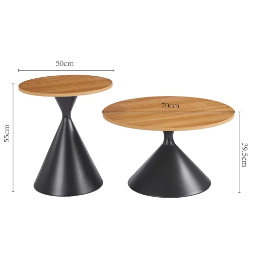 SET DI 2 TAVOLINI D'APPOGGIO DUNA NATURALE/NERO