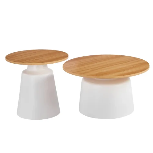 SET 2 TAVOLINI AUSILIARI NORAE NATURALE/BIANCO