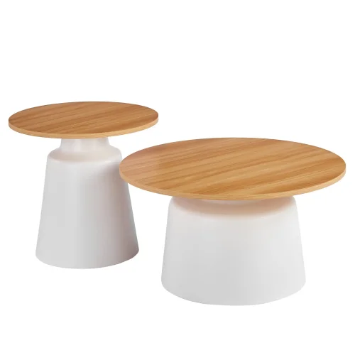SET 2 TAVOLINI AUSILIARI NORAE NATURALE/BIANCO