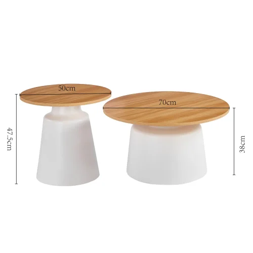 SET 2 TAVOLINI AUSILIARI NORAE NATURALE/BIANCO
