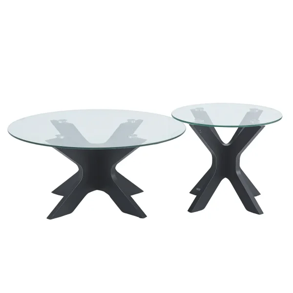 SET 2 TAVOLINI ROTONDI HARU IN VETRO