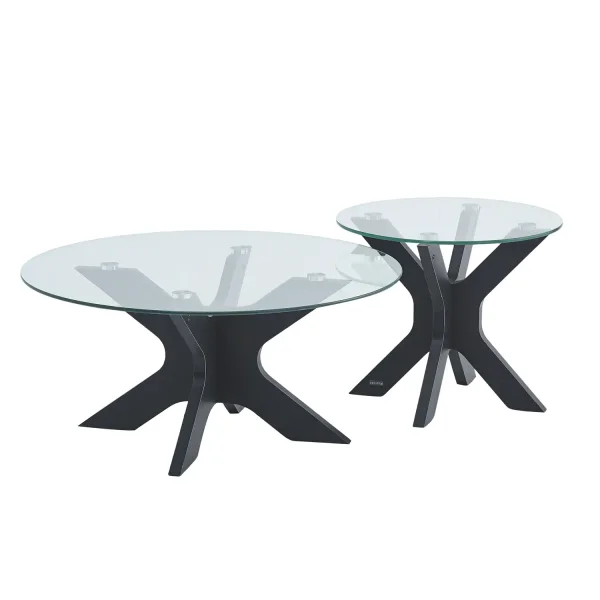 SET 2 TAVOLINI ROTONDI HARU IN VETRO