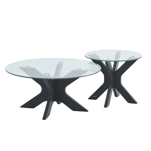 SET 2 TAVOLINI ROTONDI HARU IN VETRO