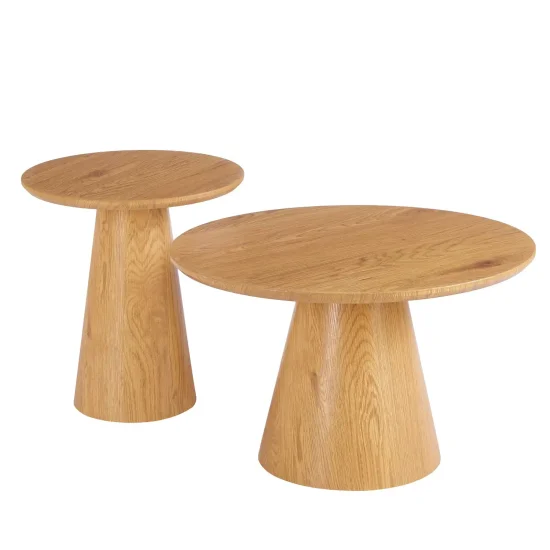 SET DI 2 TAVOLINI ROTONDI IN LEGNO KANADE